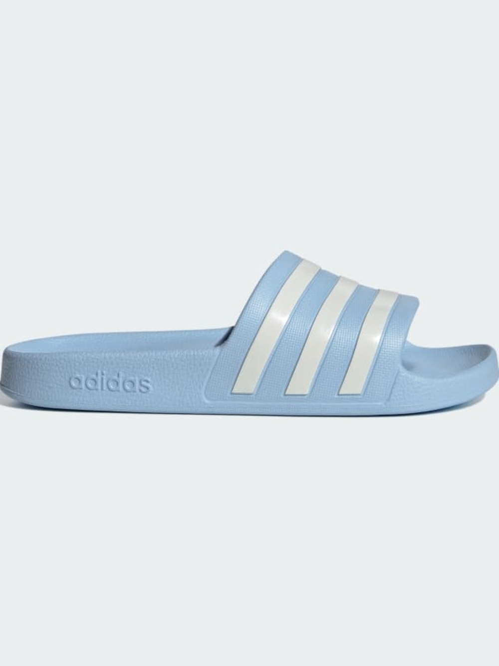 adidas Adilette Aqua Light Blue Slide Sandals with White Stripes